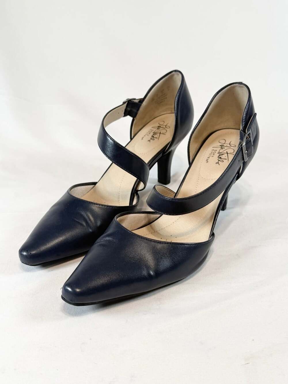 LifeStride Womens Kamala Size 10M Navy Blue Pointed Toe Heels Old Money Quiet Lu